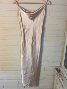 bebe Blush Satin Cowl Slip Dress